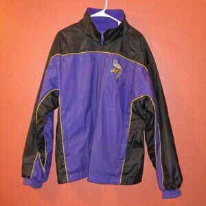 NFL Vikings Men XX Large Black Yellow Purple Full Zip Pockets Reversible Jacket